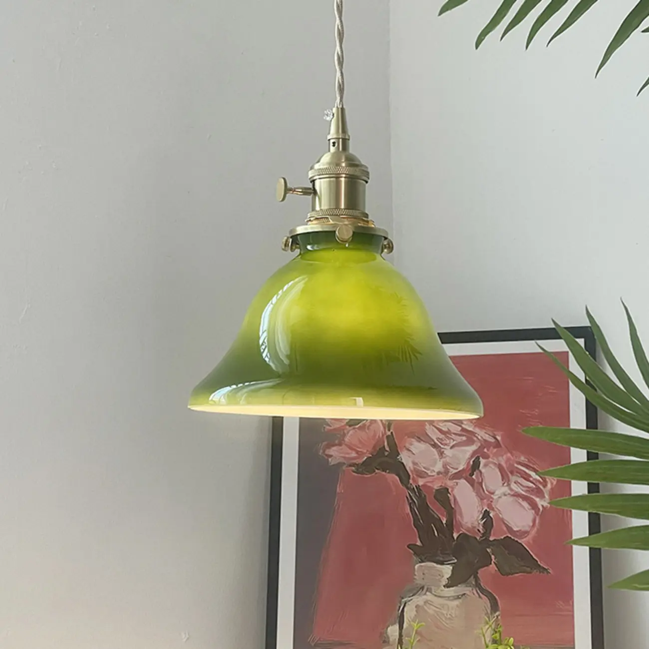 Vintage Green Dome Pendant Lamp with Bright Glass for Living Room Image - 1 | homeyfad