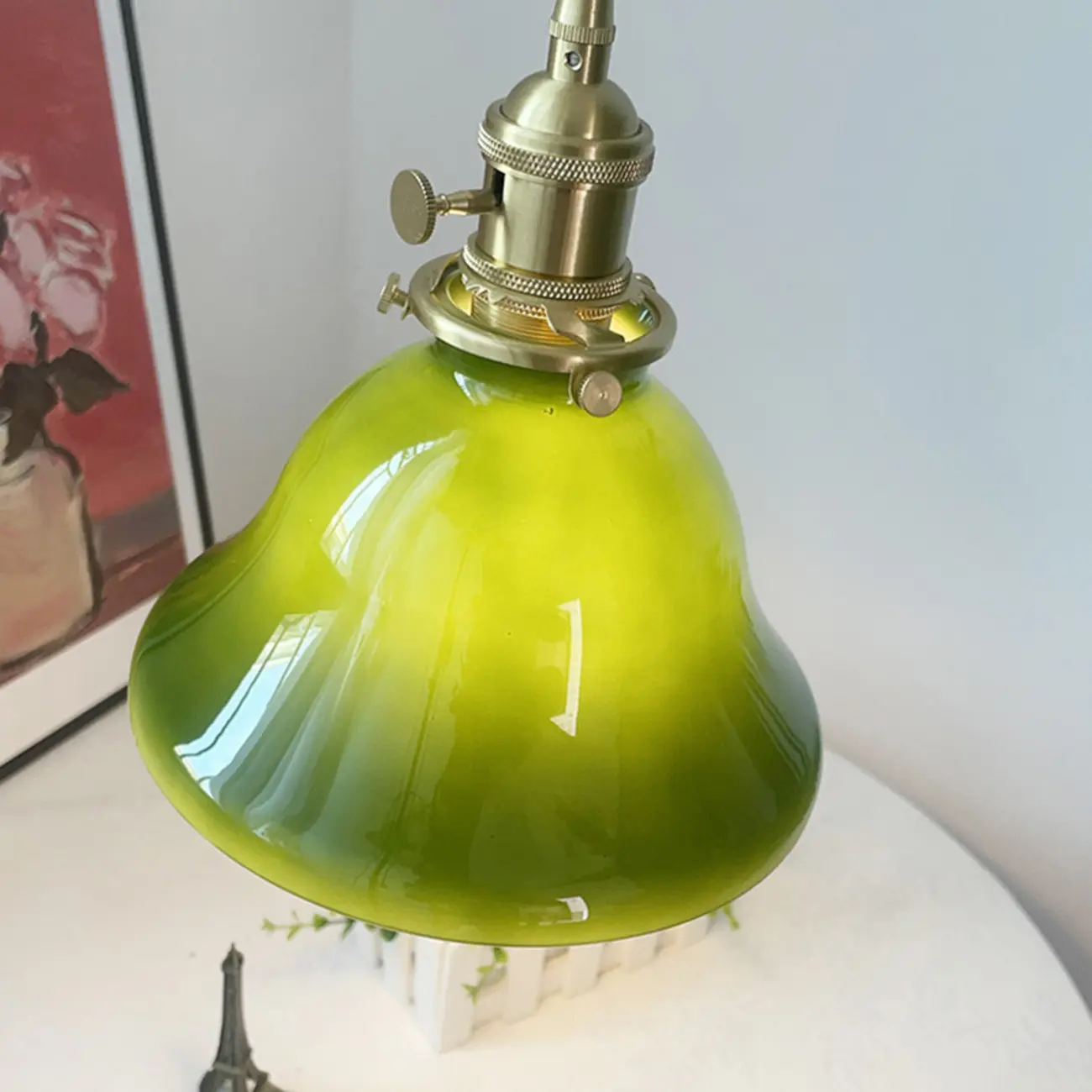Vintage Green Dome Pendant Lamp with Bright Glass for Living Room Image - 4 | homeyfad