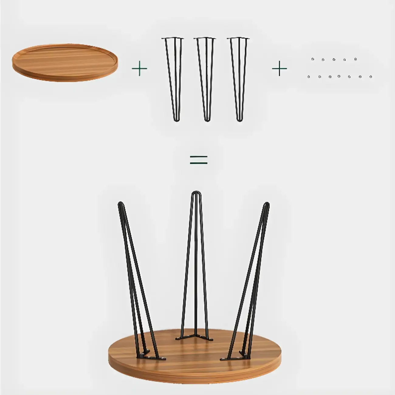 Solid Round Wood Side Table with Tray Top for Sofa Image - 6