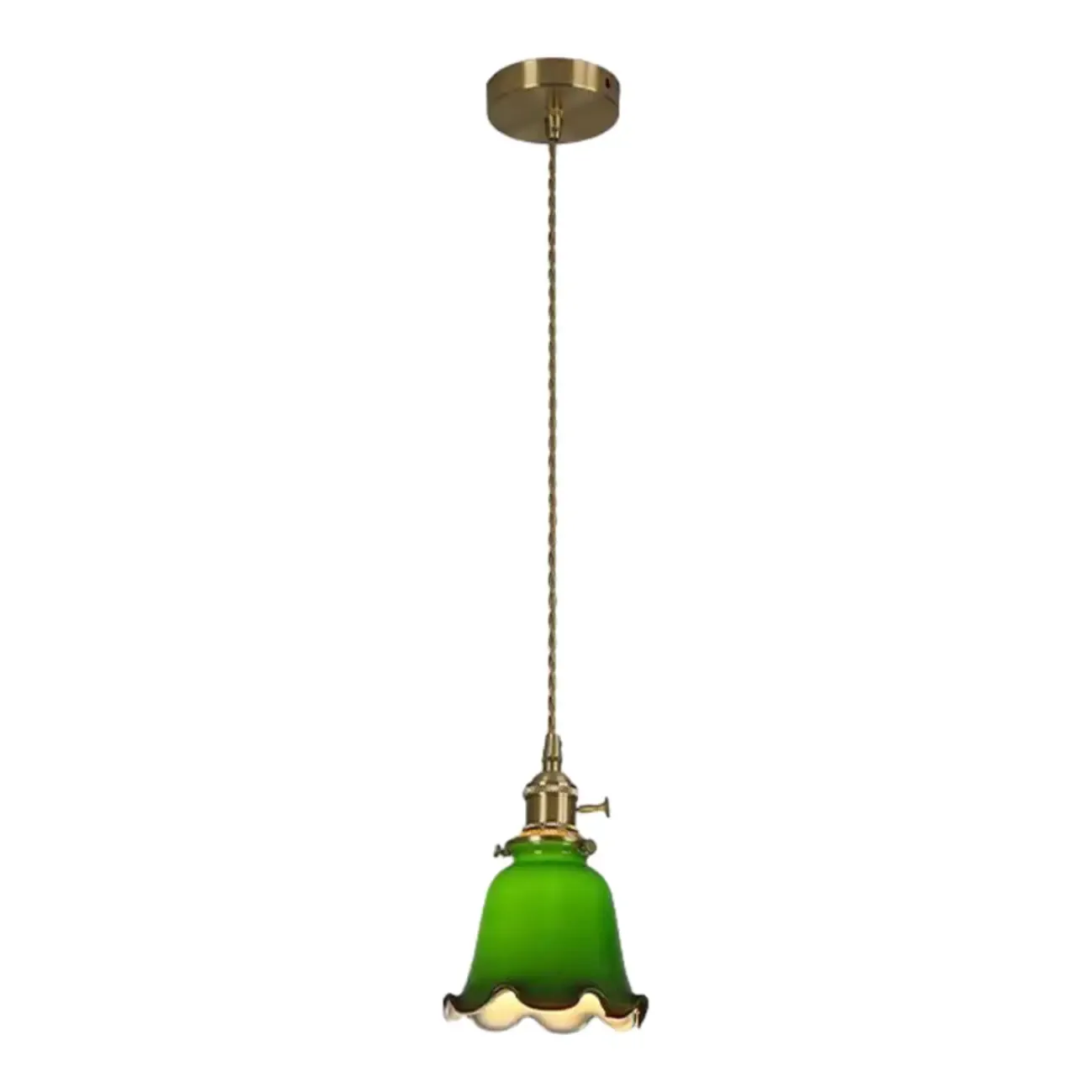 Vintage Green Dome Pendant Lamp with Bright Glass for Living Room Image - 5