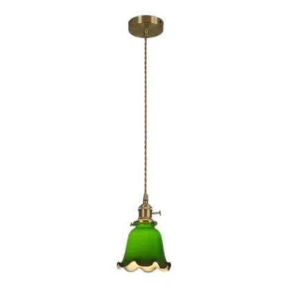 Vintage Green Dome Pendant Lamp with Bright Glass for Living Room Image - 5