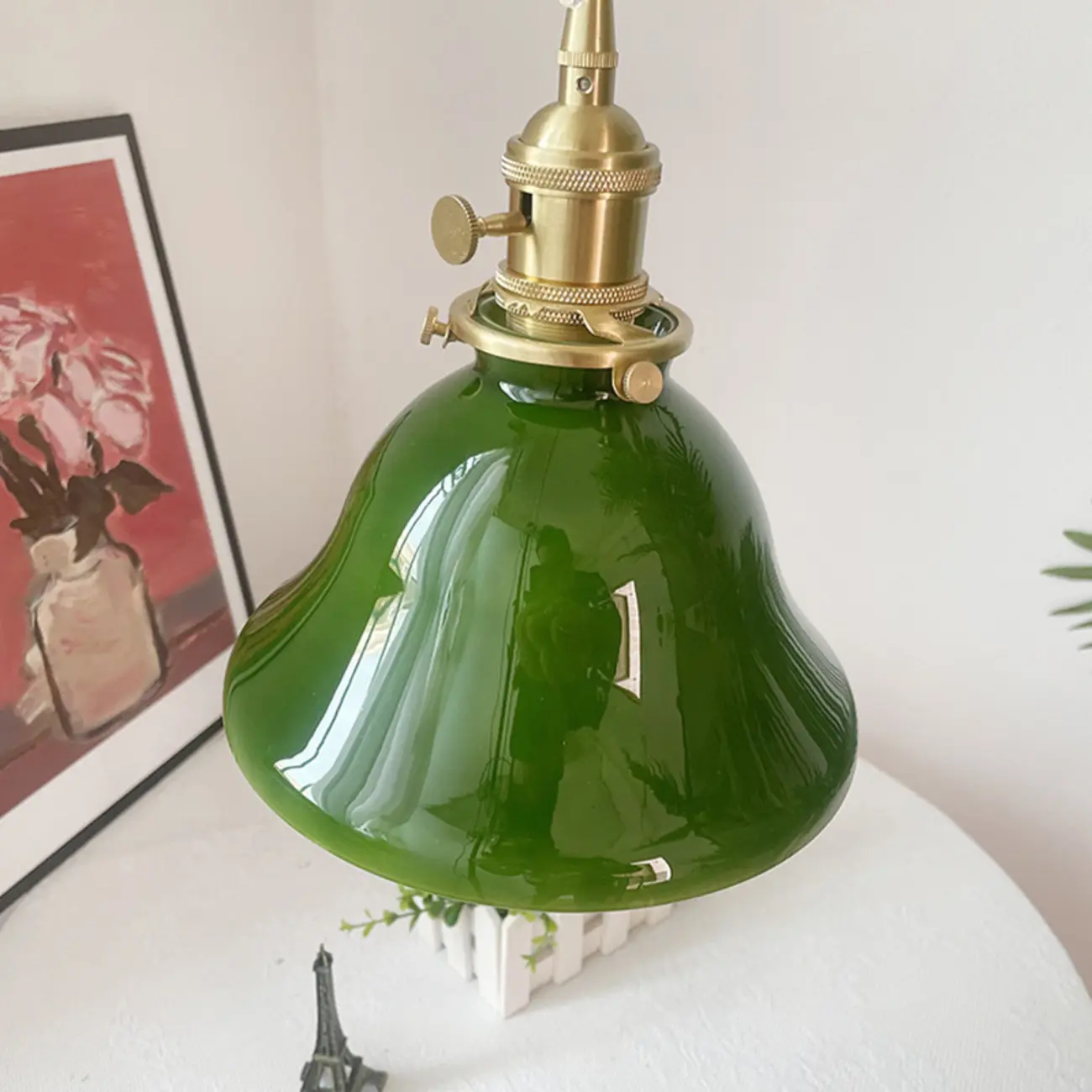 Vintage Green Dome Pendant Lamp with Bright Glass for Living Room Image - 9 | homeyfad
