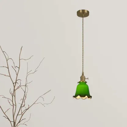 Vintage Green Dome Pendant Lamp with Bright Glass for Living Room Image - 10