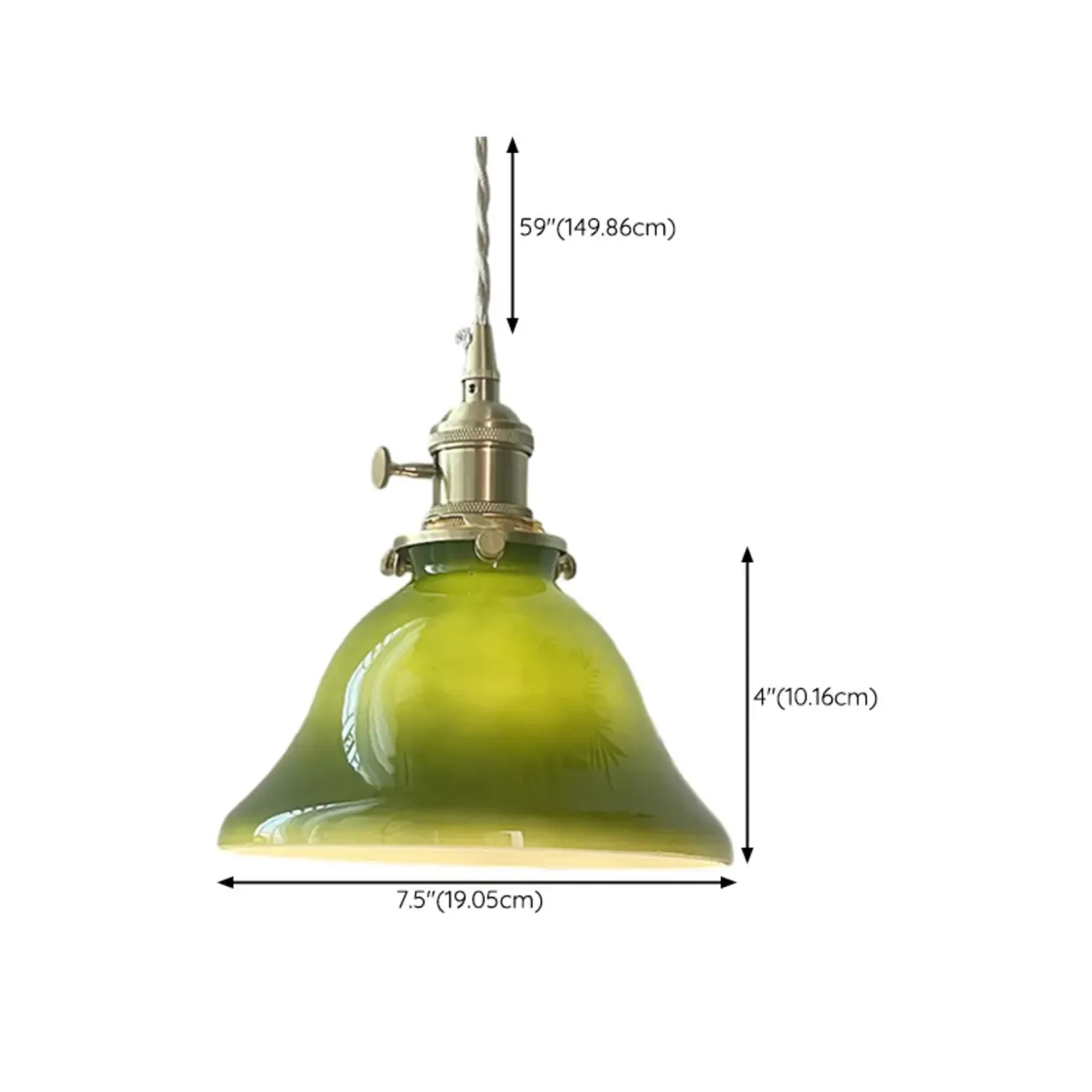 Vintage Green Dome Pendant Lamp with Bright Glass for Living Room #size