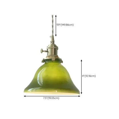 Vintage Green Dome Pendant Lamp with Bright Glass for Living Room #size