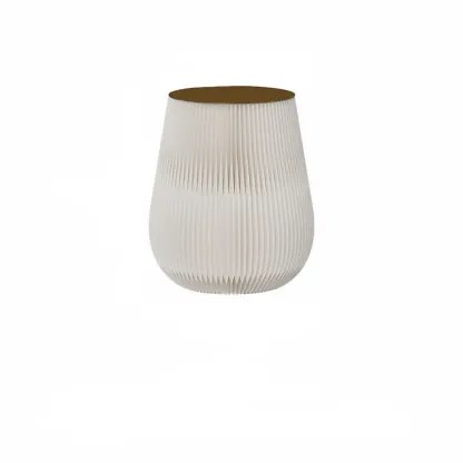 Foldable Round Accent White Drum End Table with Storage Image - 5