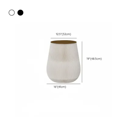 Foldable Round Accent White Drum End Table with Storage #size