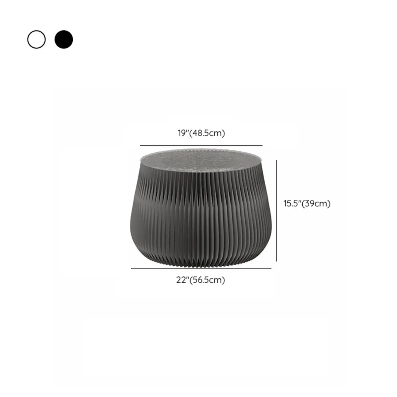 Foldable Round Accent White Drum End Table with Storage Image - 12