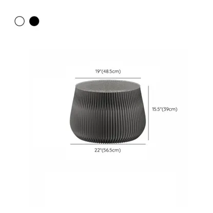 Foldable Round Accent White Drum End Table with Storage Image - 12