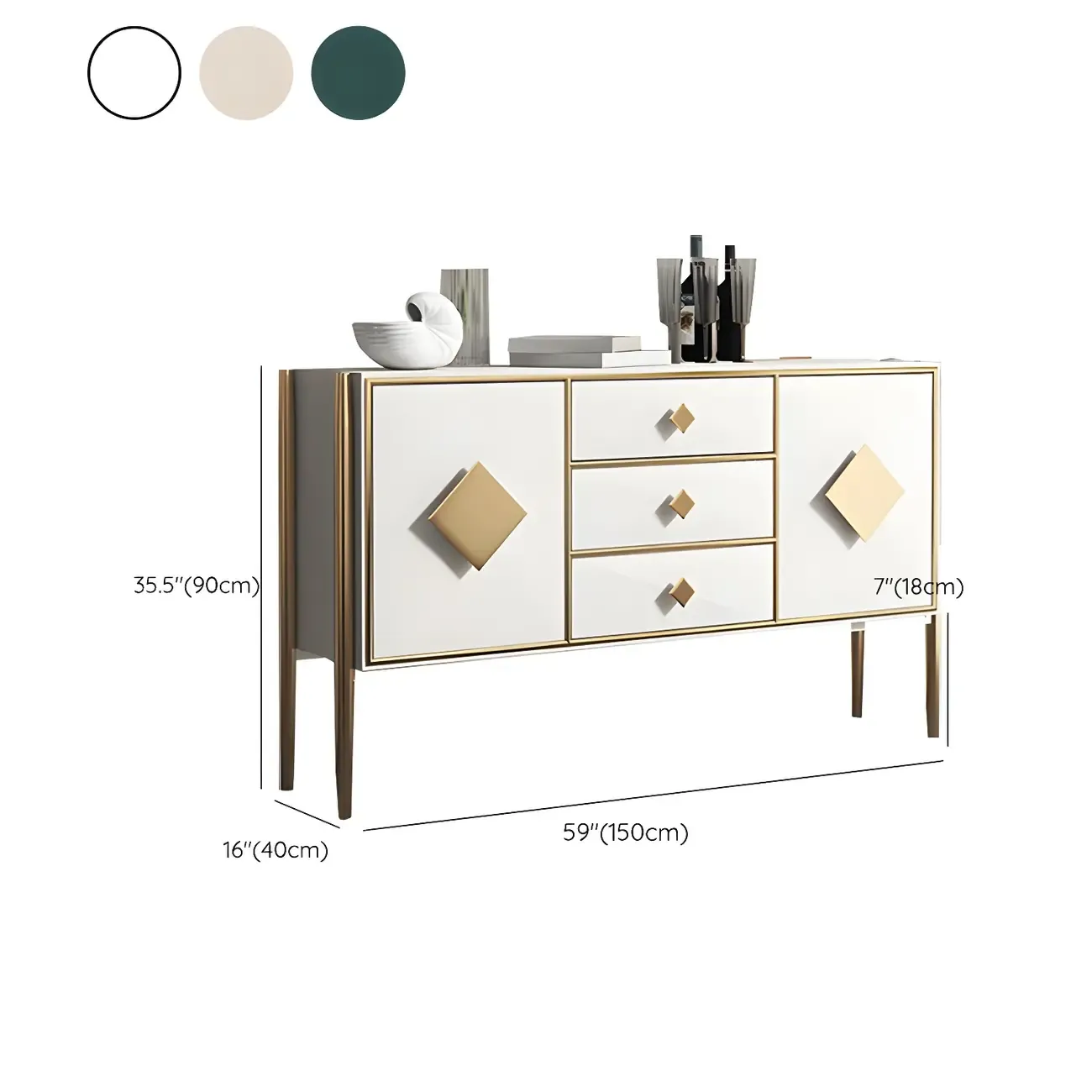 Luxury Wooden Sideboard with 3 Drawers & 2 Cabinets Image - 16