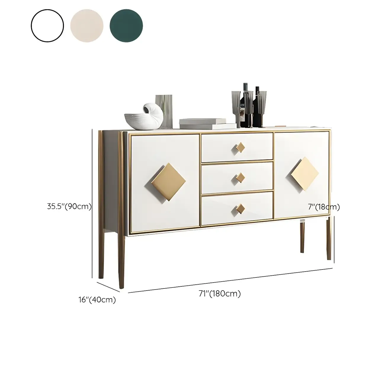 Luxury Wooden Sideboard with 3 Drawers & 2 Cabinets Image - 17