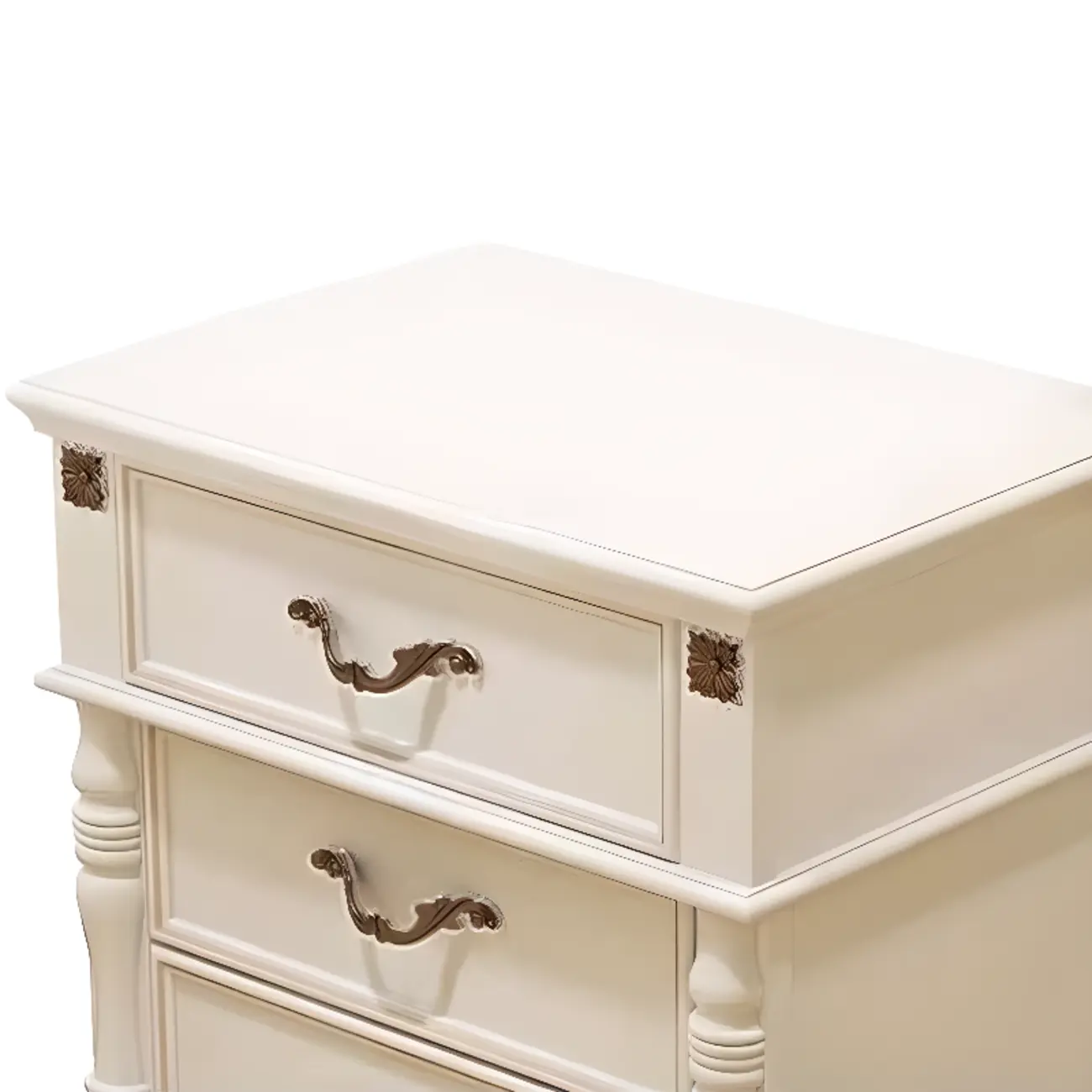 Elegant White Wood Bedside Table with 3 Storage Drawers Image - 7 | homeyfad