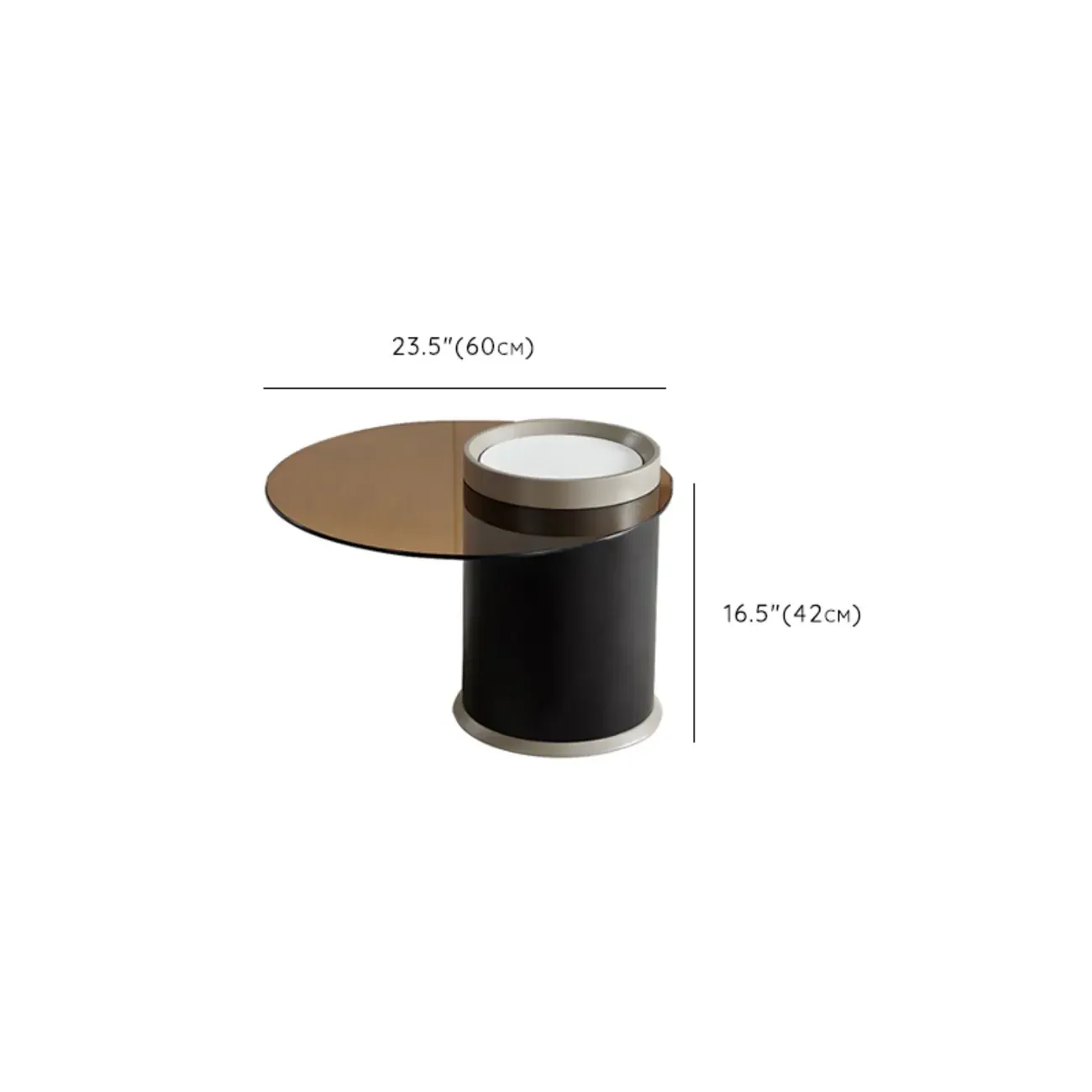 Modern Elegant Glass Round Nesting Coffee Table with 5 Sizes #size