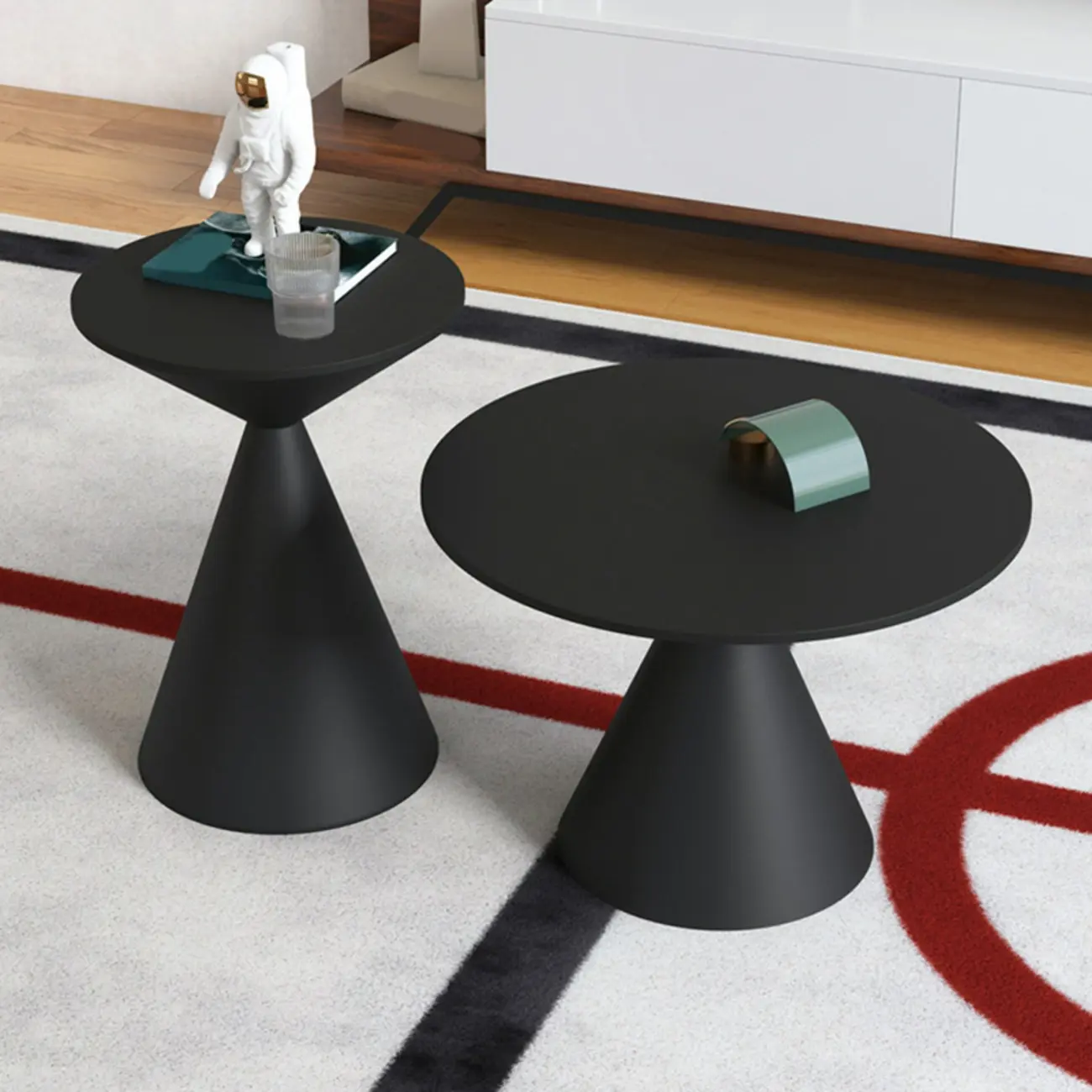 Minimalist Modern Black Metal Pedestal Round Side Table Image - 1 | homeyfad