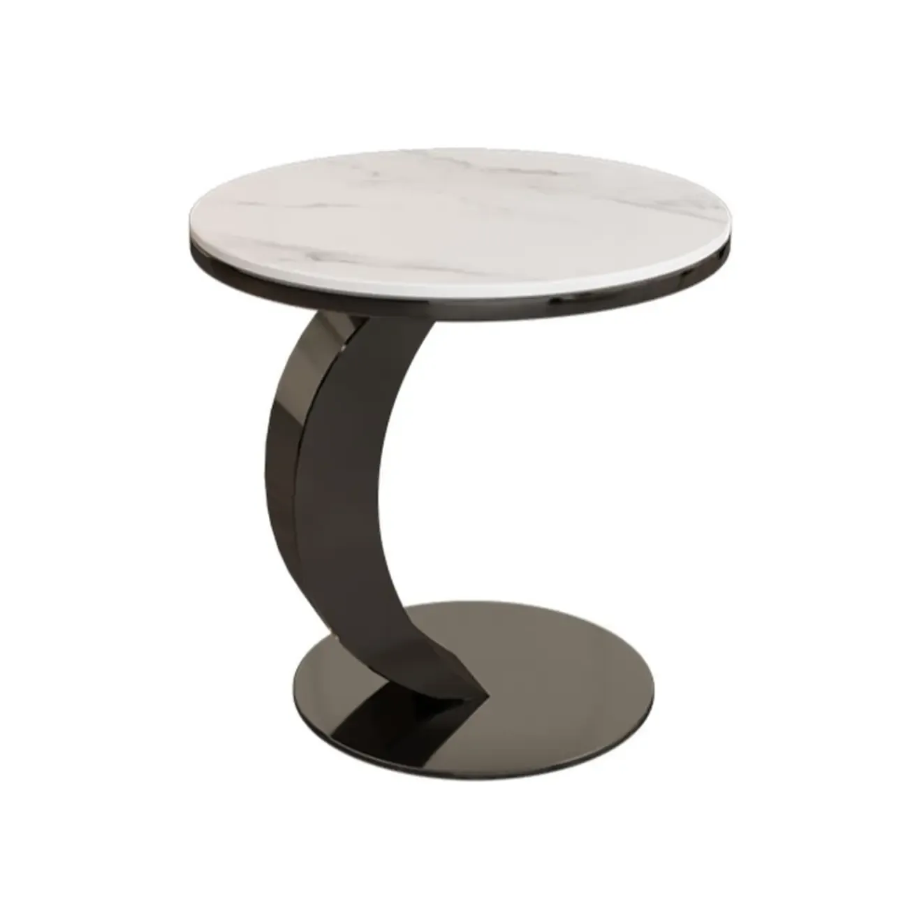 Modern C Table Round Marble Side Table for Living Room Image - 10