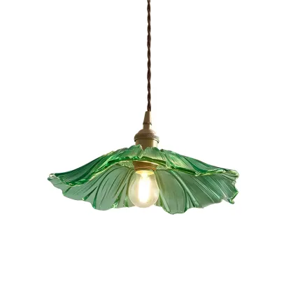 Designer Clear Glass Lotus Leaf Pendant Lamp for Bedroom Image - 3