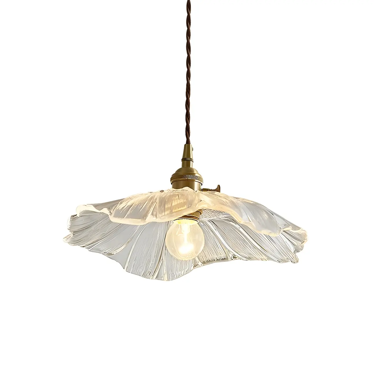 Designer Clear Glass Lotus Leaf Pendant Lamp for Bedroom Image - 5 | homeyfad