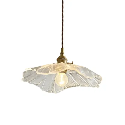 Designer Clear Glass Lotus Leaf Pendant Lamp for Bedroom Image - 5
