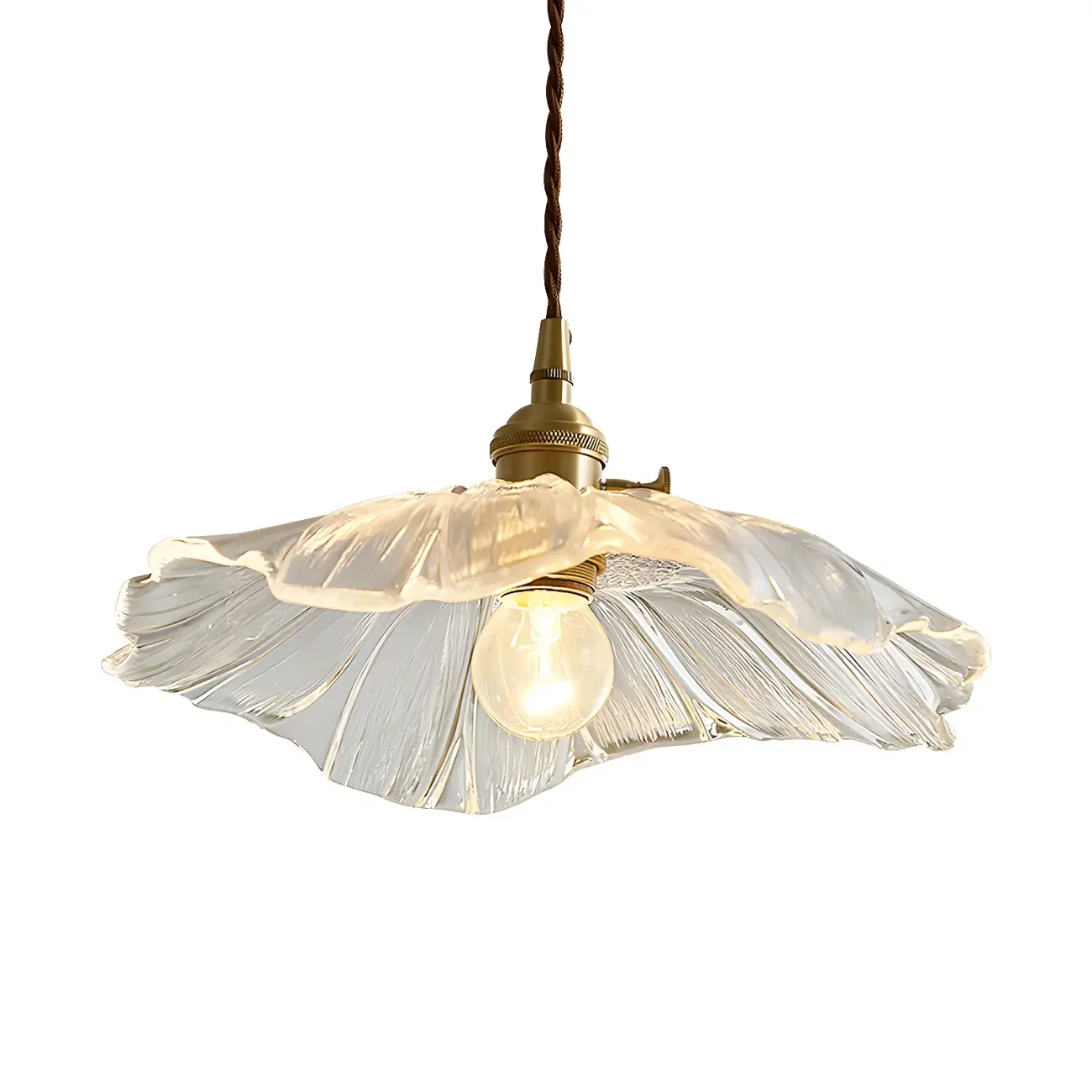 Designer Clear Glass Lotus Leaf Pendant Lamp for Bedroom Image - 8