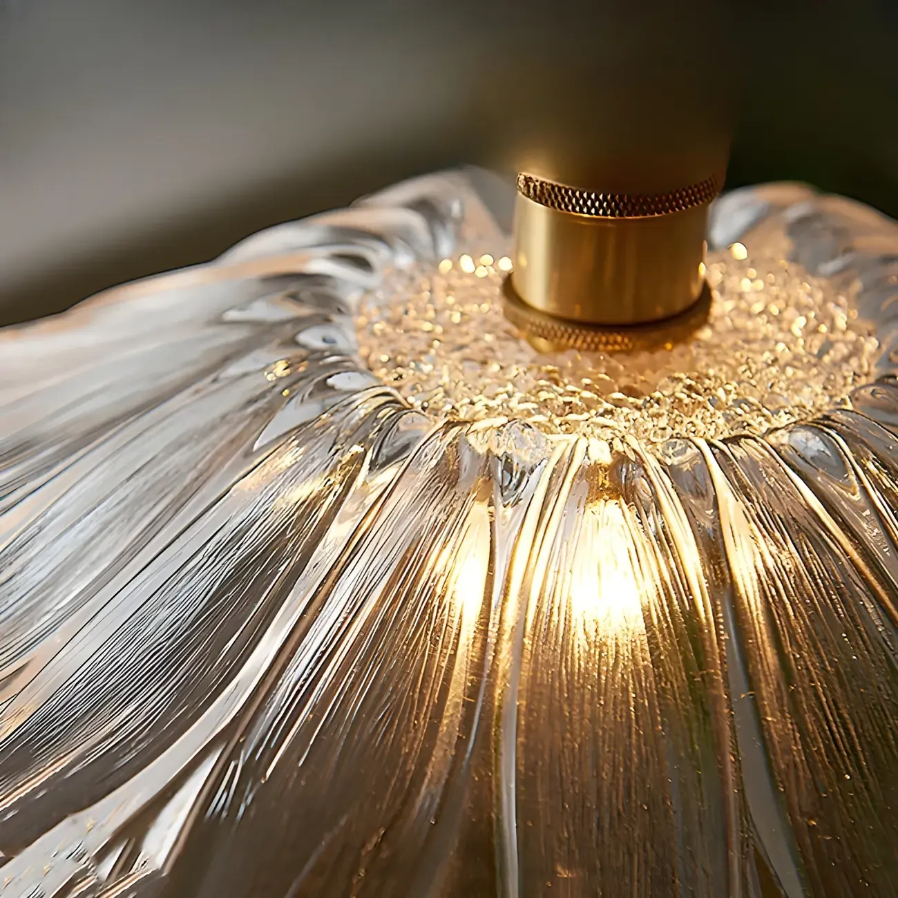 Designer Clear Glass Lotus Leaf Pendant Lamp for Bedroom Image - 9