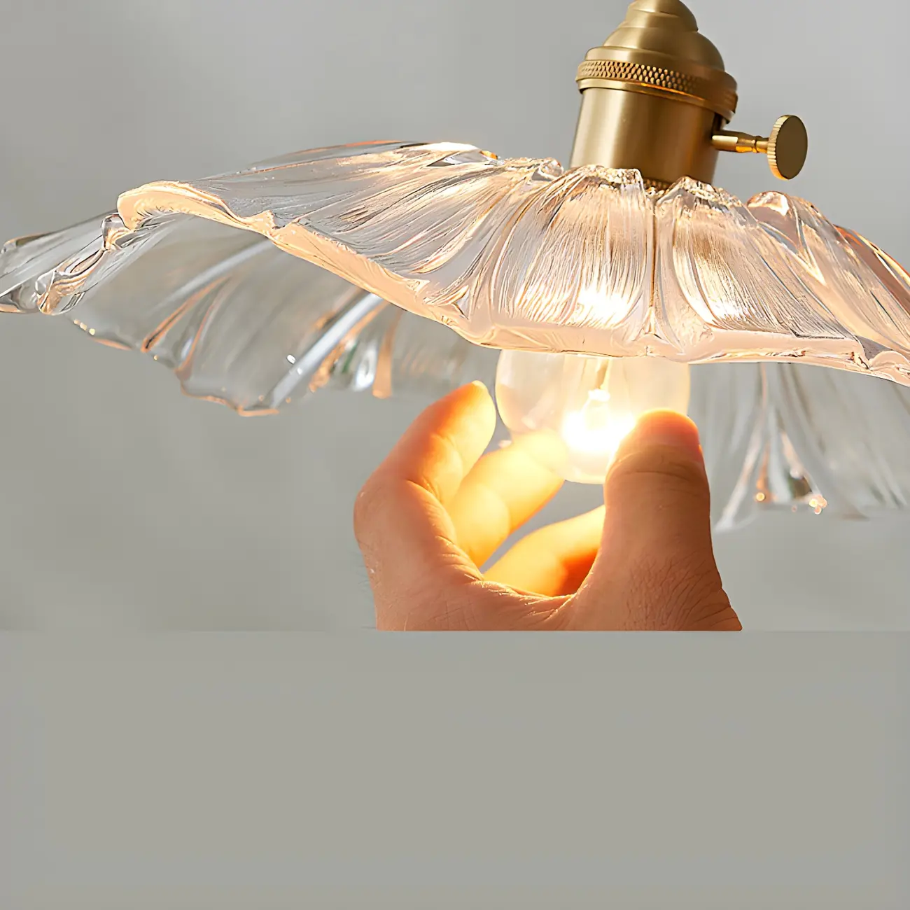 Designer Clear Glass Lotus Leaf Pendant Lamp for Bedroom Image - 11 | homeyfad