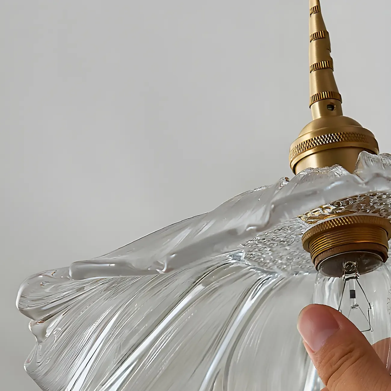 Designer Clear Glass Lotus Leaf Pendant Lamp for Bedroom Image - 12