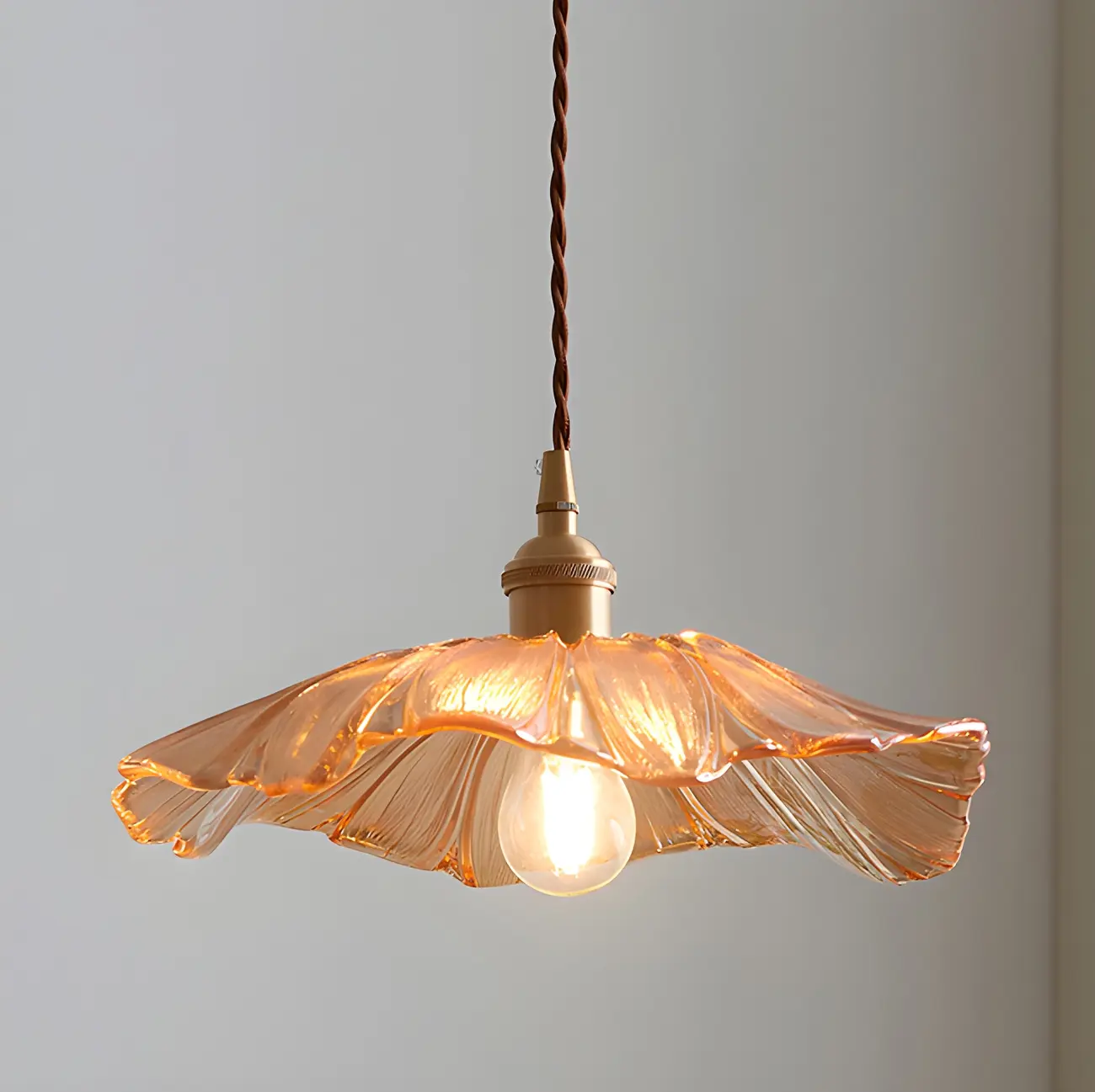 Designer Clear Glass Lotus Leaf Pendant Lamp for Bedroom Image - 13 | homeyfad