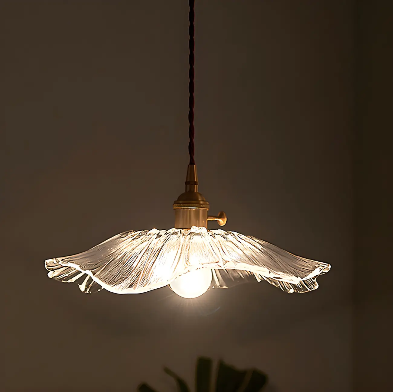 Designer Clear Glass Lotus Leaf Pendant Lamp for Bedroom Image - 14 | homeyfad
