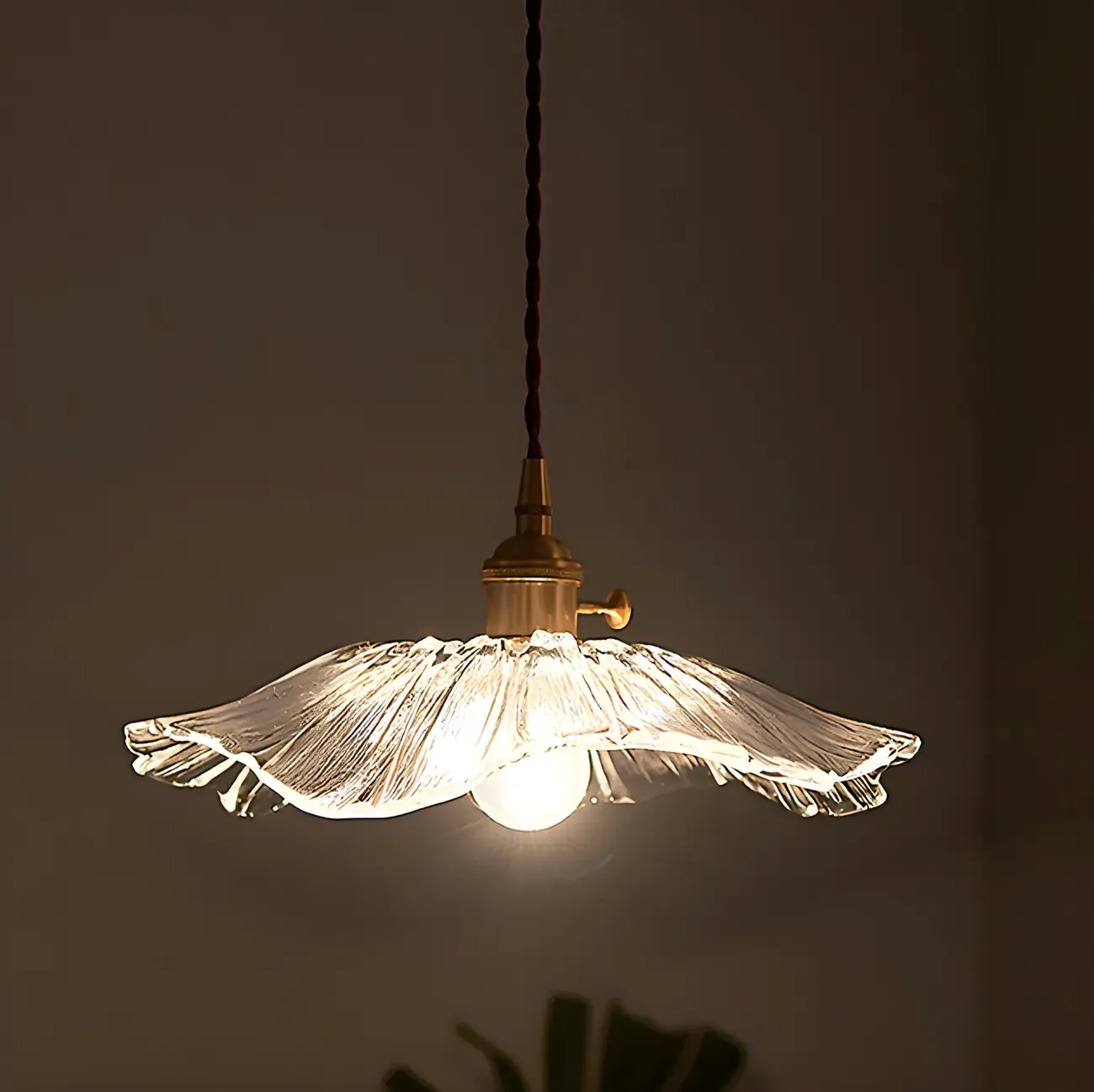 Designer Clear Glass Lotus Leaf Pendant Lamp for Bedroom Image - 14