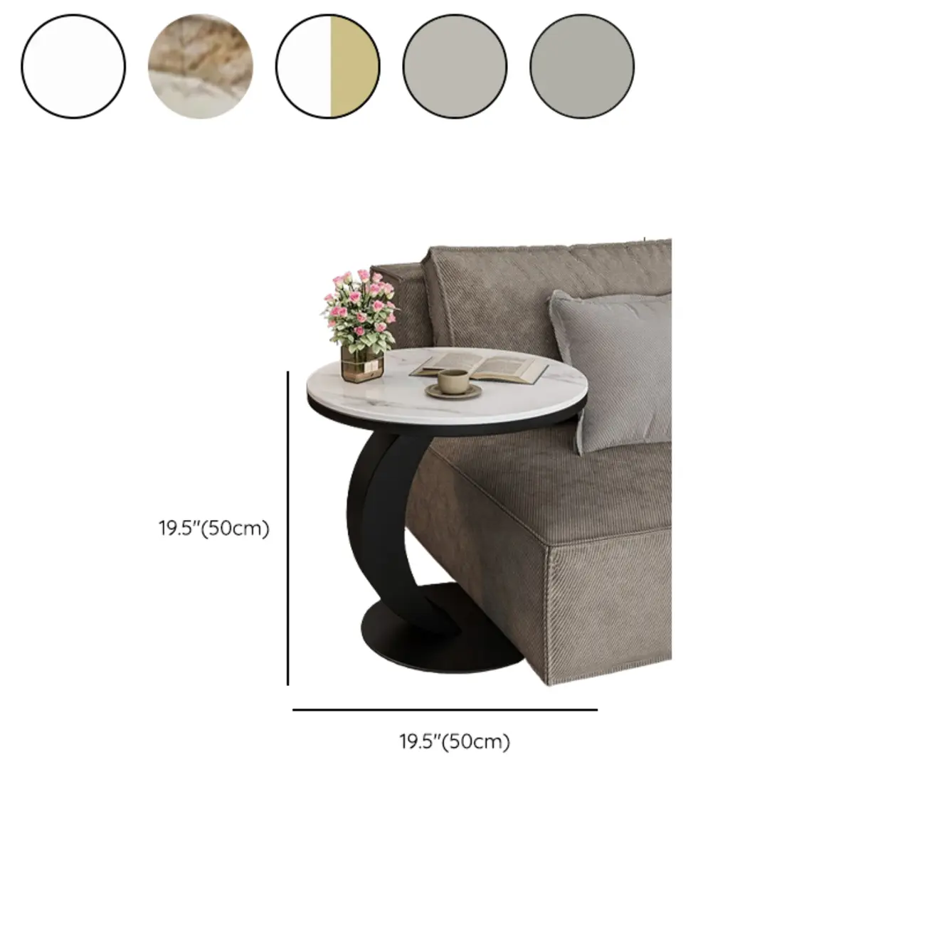Modern C Table Round Marble Side Table for Living Room Image - 22 | homeyfad