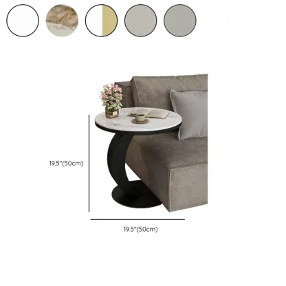 Modern C Table Round Marble Side Table for Living Room Image - 22