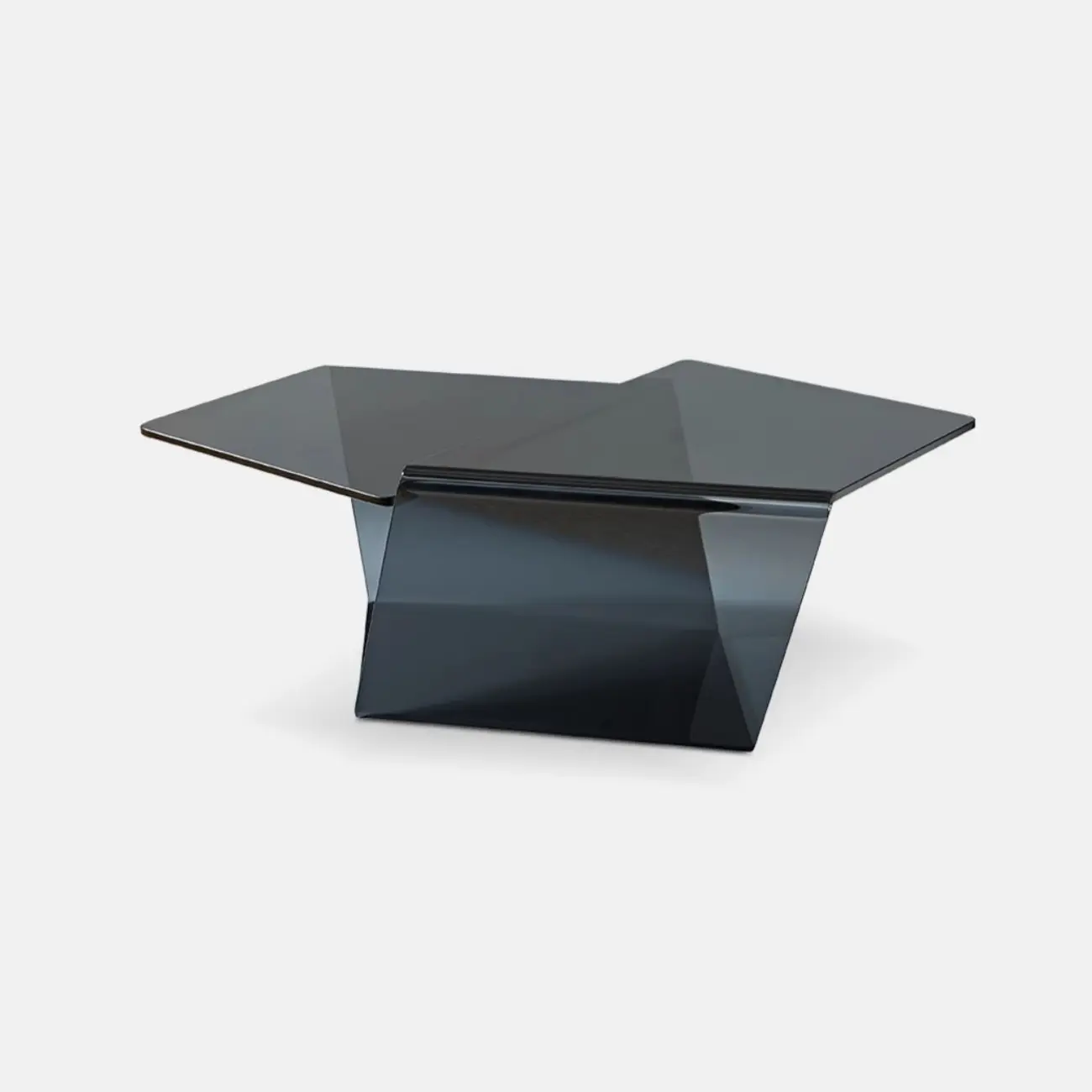 Modern Glass Black Geometric Coffee Table with Free Form Image - 4 | homeyfad