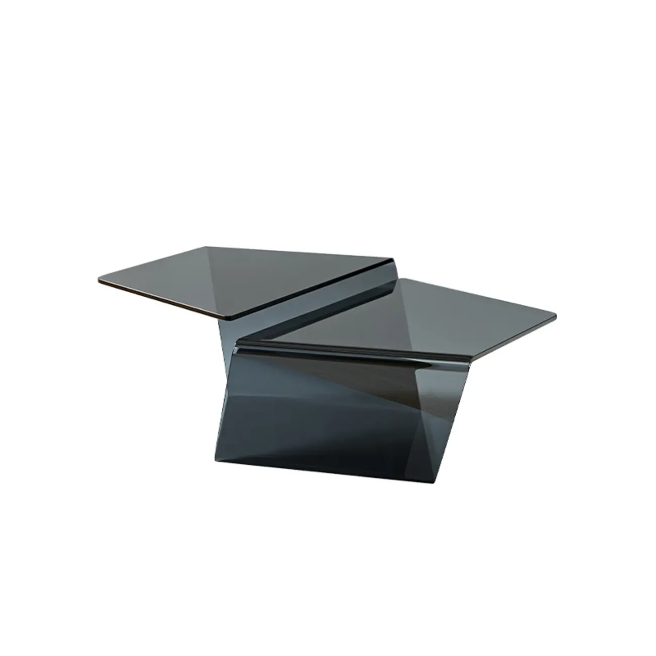 Modern Glass Black Geometric Coffee Table with Free Form Image - 5 | homeyfad