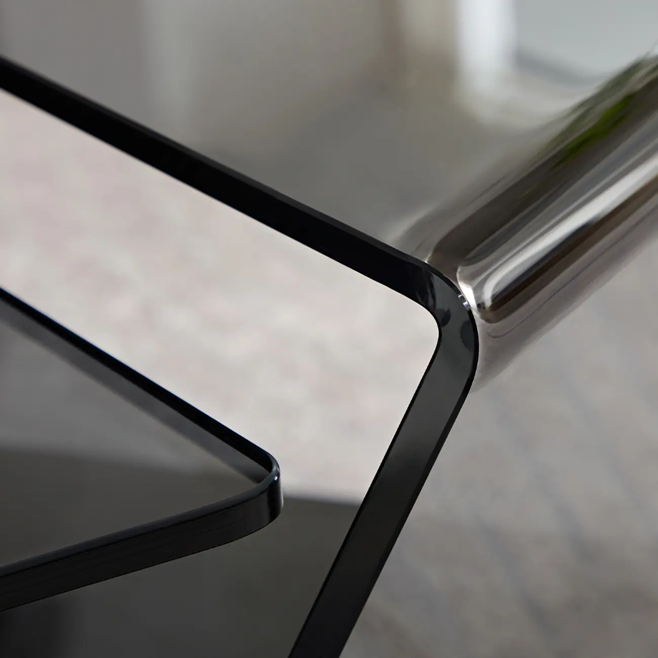 Modern Glass Black Geometric Coffee Table with Free Form Image - 6 | homeyfad
