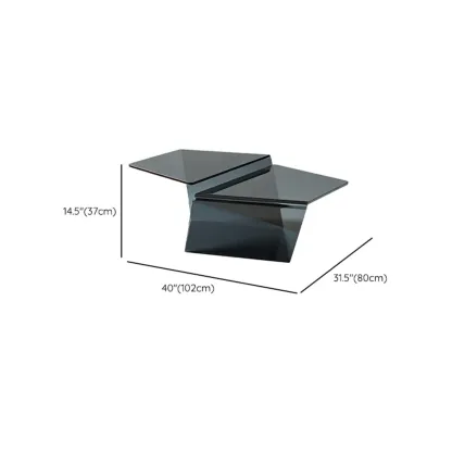 Modern Glass Black Geometric Coffee Table with Free Form #size