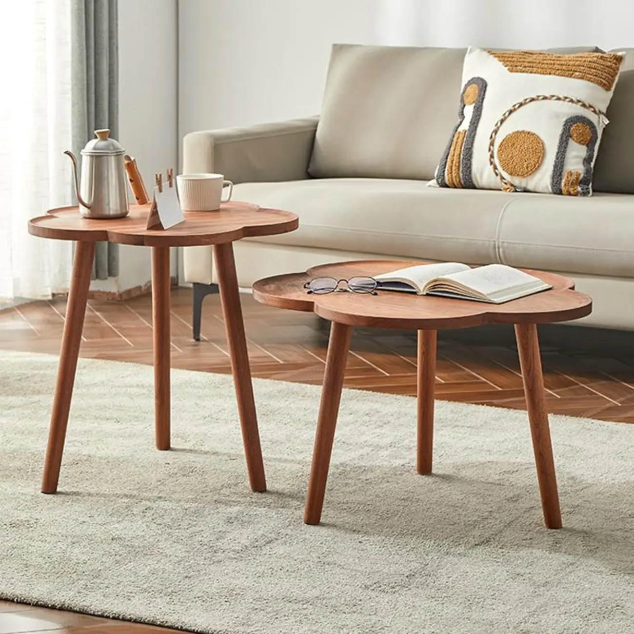 Vintage Wooden Nesting Coffee Table in Scandinavian Style Image - 1 | homeyfad
