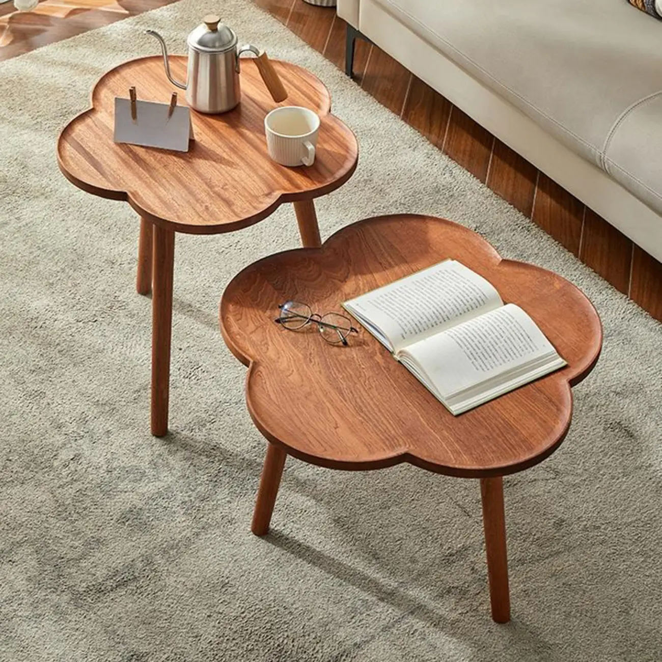 Vintage Wooden Nesting Coffee Table in Scandinavian Style Image - 2 | homeyfad