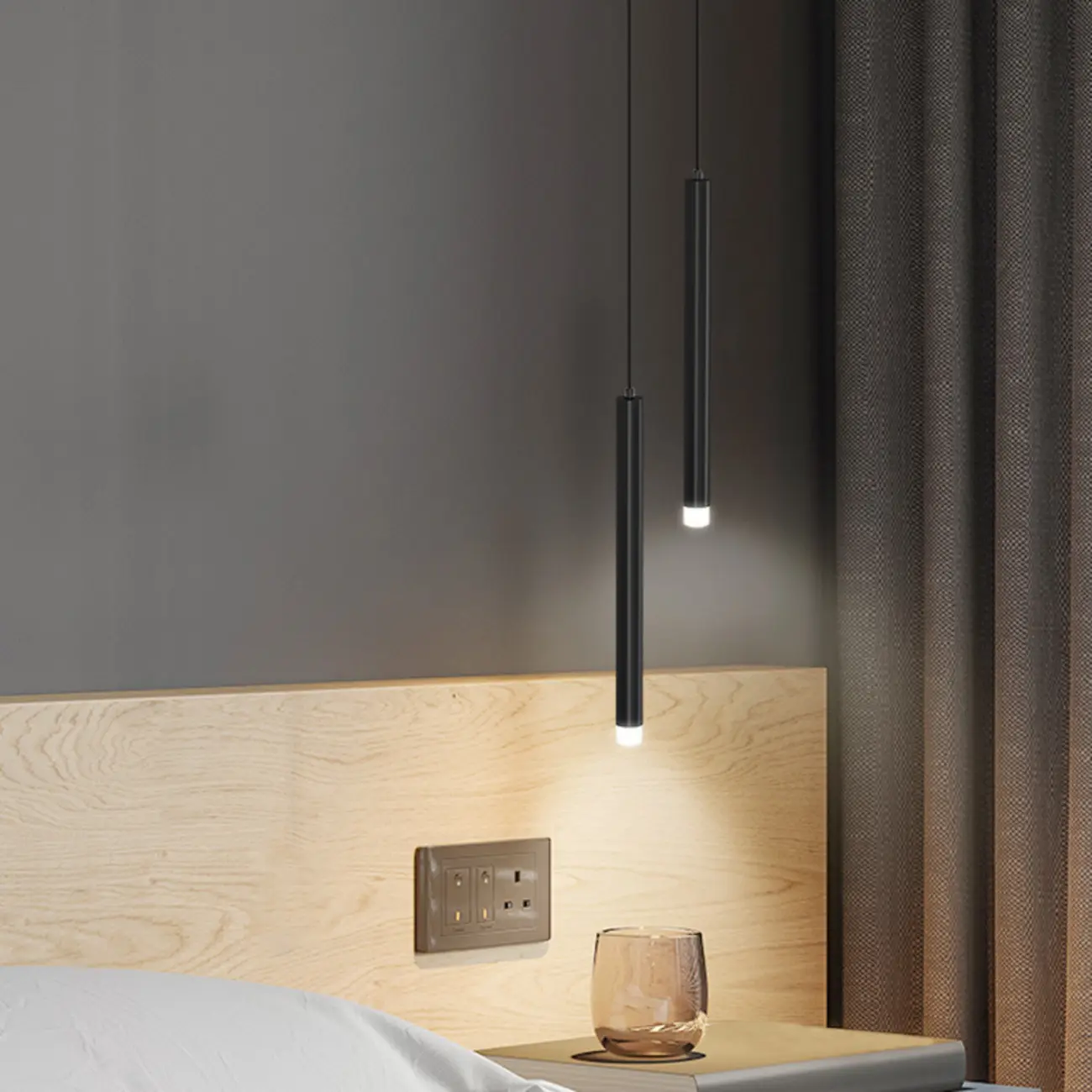 Nordic Sleek Black Linear LED Pendant Light for Living Room Image - 3 | homeyfad