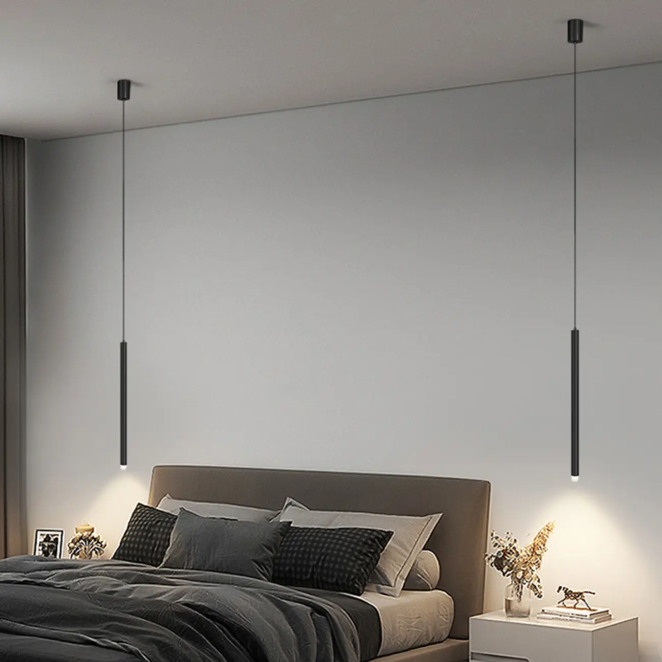 Nordic Sleek Black Linear LED Pendant Light for Living Room Image - 5 | homeyfad