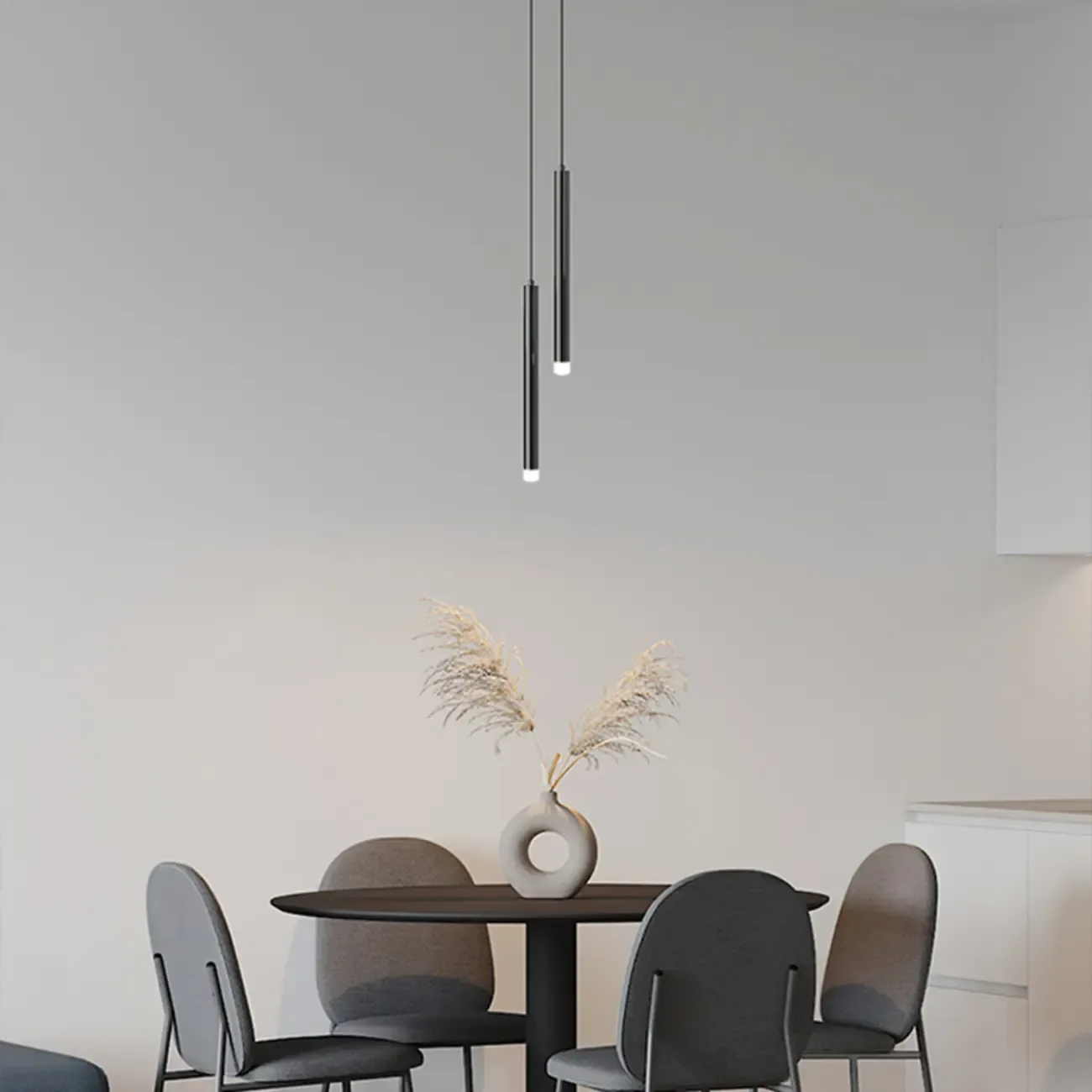 Nordic Sleek Black Linear LED Pendant Light for Living Room Image - 8