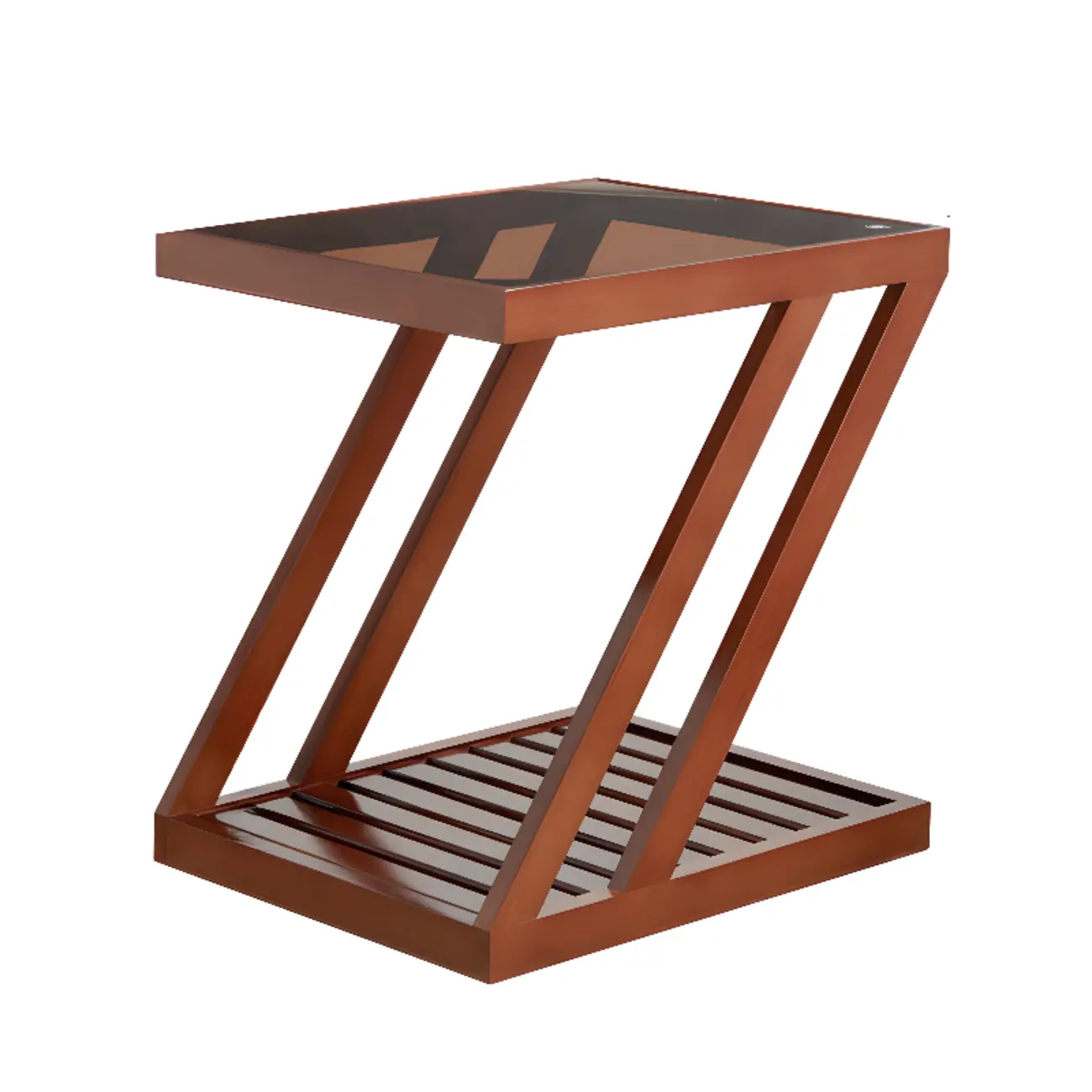 2-Tier Small Wood Side Table with Glass Top for Living Room Image - 7 | homeyfad