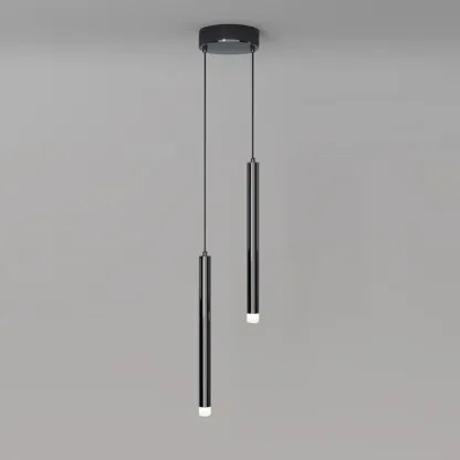 Nordic Sleek Black Linear LED Pendant Light for Living Room Image - 14