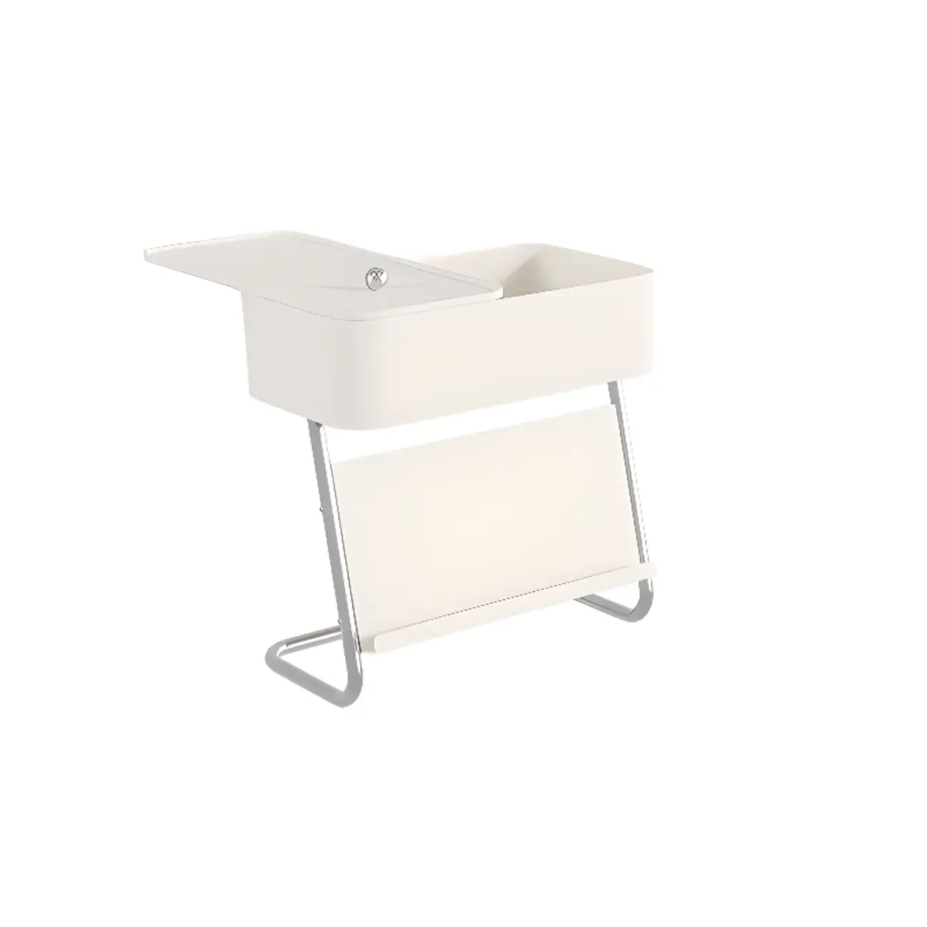 Rolling Metal Storage C-Shaped Side Table with Magazine Rack Image - 5