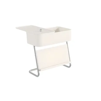 Rolling Metal Storage C-Shaped Side Table with Magazine Rack Image - 5