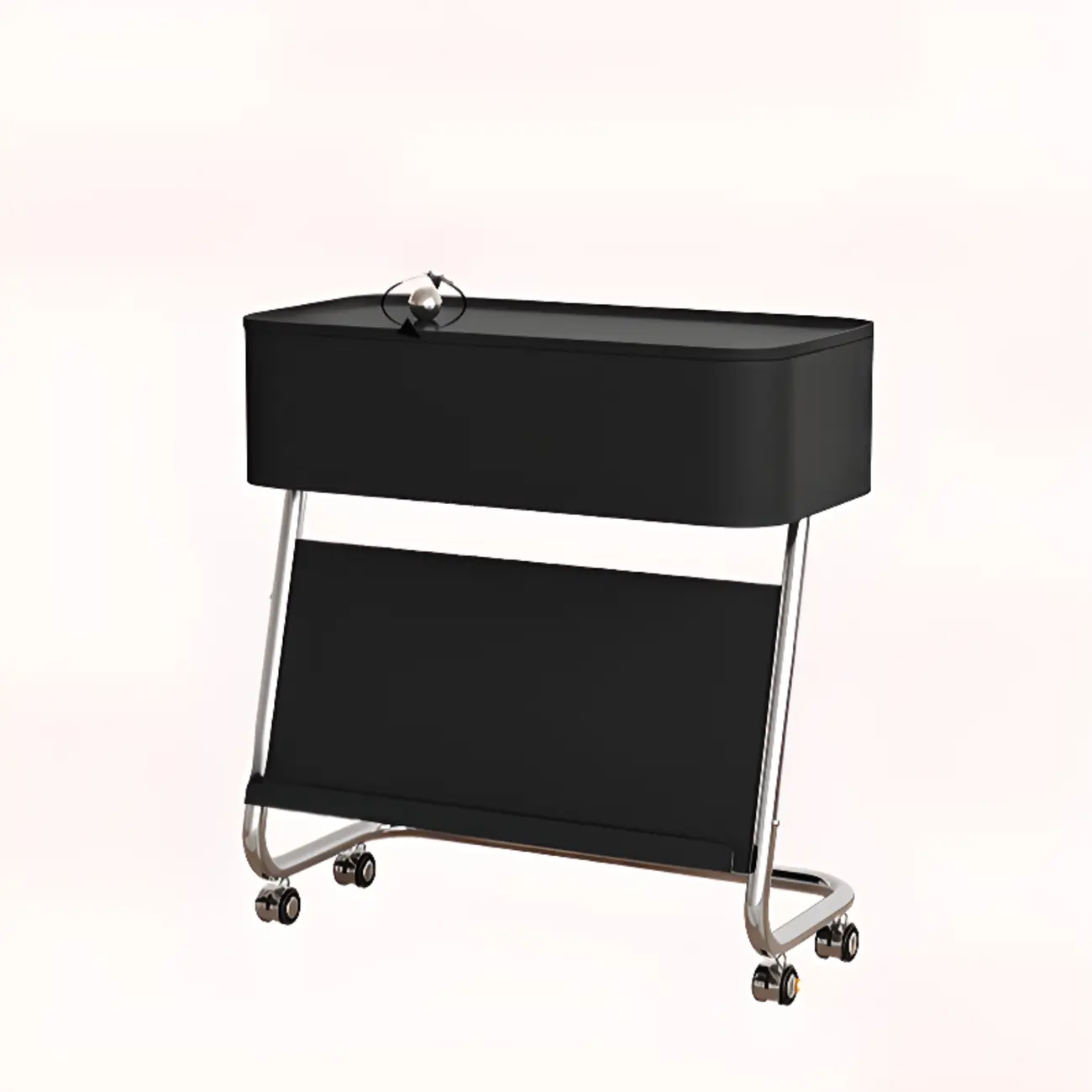 Rolling Metal Storage C-Shaped Side Table with Magazine Rack Image - 6 | homeyfad