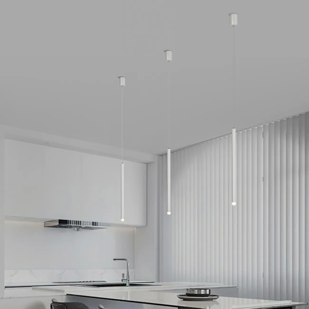 Nordic Sleek Black Linear LED Pendant Light for Living Room Image - 22