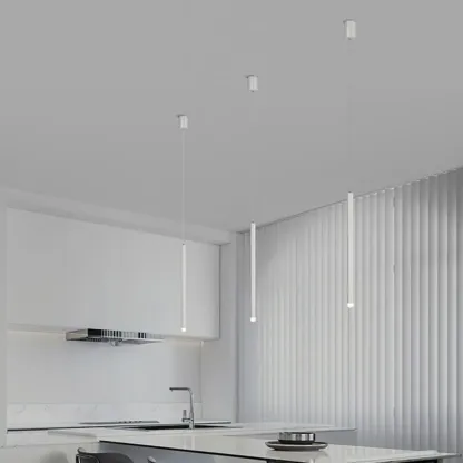 Nordic Sleek Black Linear LED Pendant Light for Living Room Image - 22