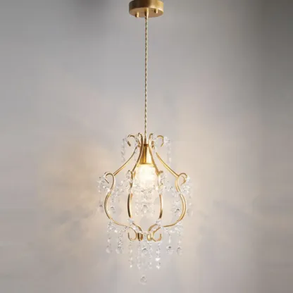 Elegant Crystal Gold Pendant Light for Dining Room Image - 1