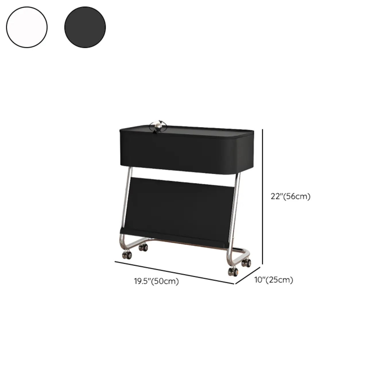 Rolling Metal Storage C-Shaped Side Table with Magazine Rack #size | homeyfad