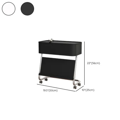 Rolling Metal Storage C-Shaped Side Table with Magazine Rack #size